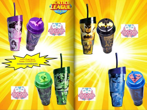 Copo Mulher Maravilha, Lanterna Verde, Superman, Batman